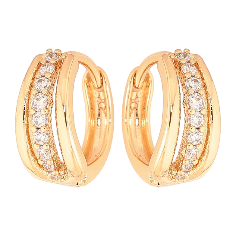 Серьги Xuping цвет Позолота 18K колечки "Узор с кристаллами"  фото №1