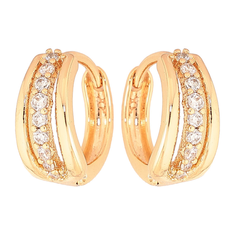 Сережки Xuping колір Позолота 18K колечка "Візерунок з кристалами" фото №1