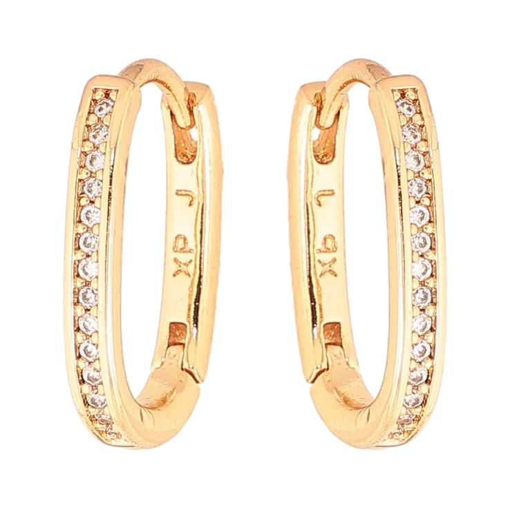 Сережки Xuping колір Позолота 18K колечка "Доріжки кристалів" фото №17 Сережки Xuping колір Позолота 18K колечка "Доріжки кристалів" фото №17