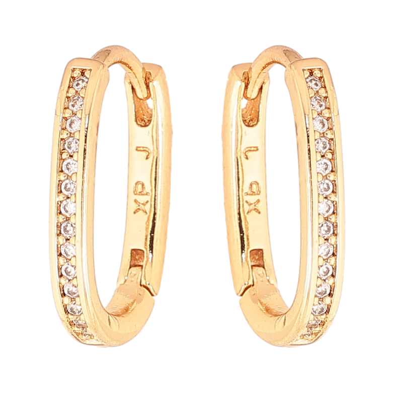 Серьги Xuping цвет Позолота 18K колечки "Дорожки кристаллов" фото №1 Серьги Xuping цвет Позолота 18K колечки "Дорожки кристаллов" фото №1