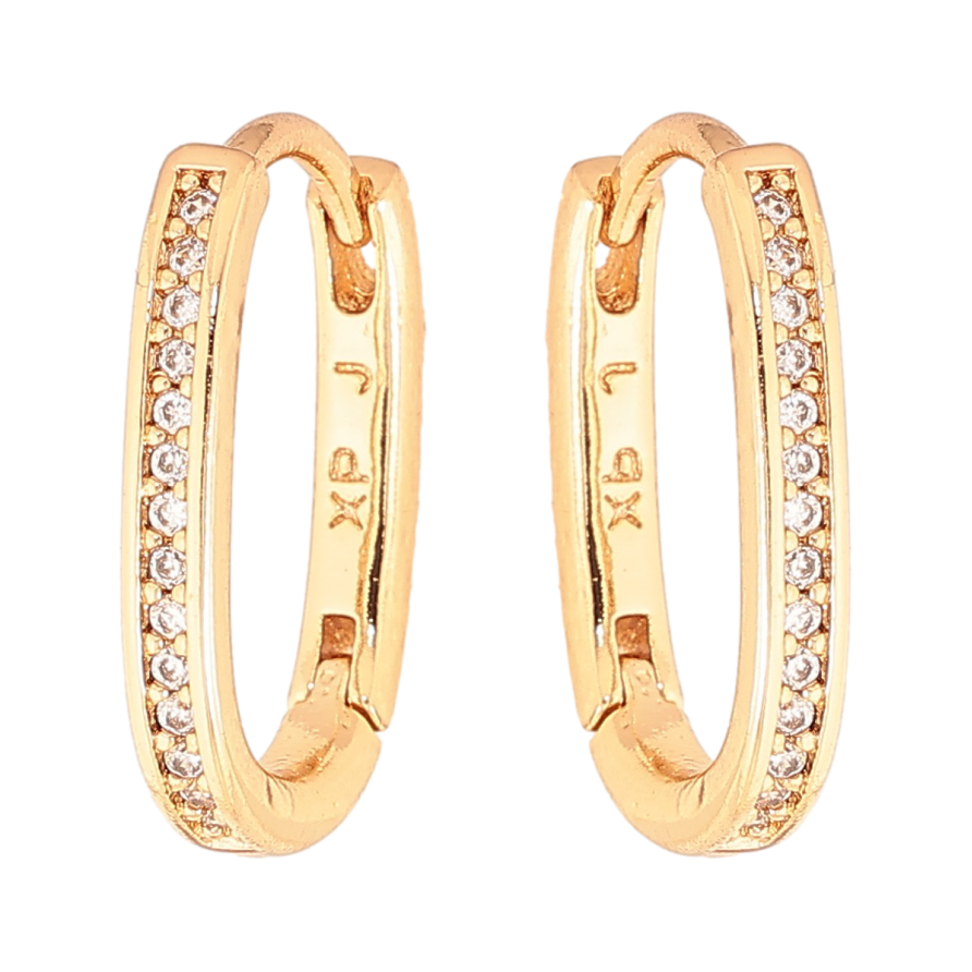 Сережки Xuping колір Позолота 18K колечка "Доріжки кристалів" фото №1