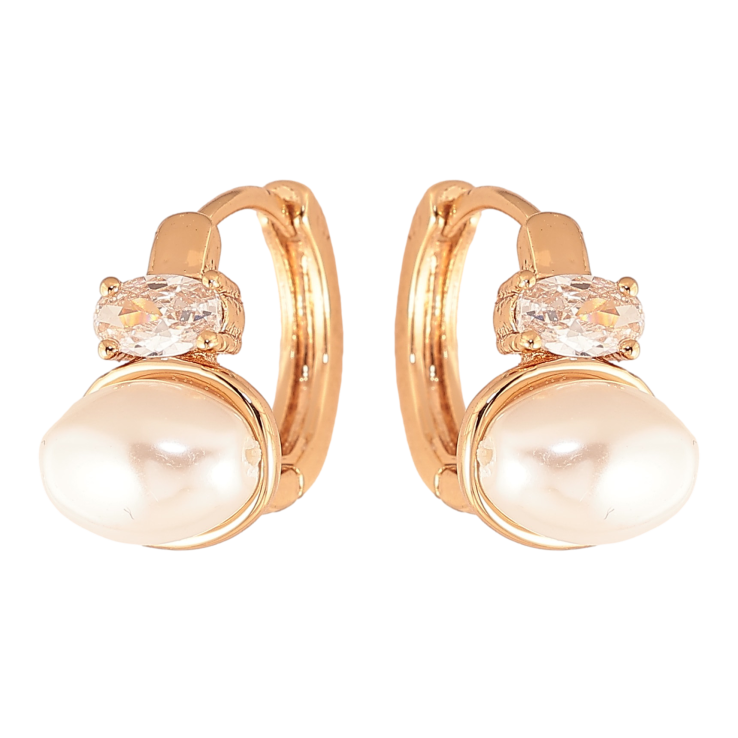 Серьги Xuping цвет Позолота 18K колечки "Жемчужины с кристаллами" фото №25