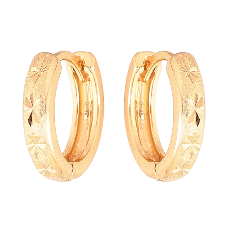 Сережки Xuping колір Позолота 18К колечка "Візерунок насічками" фото №7