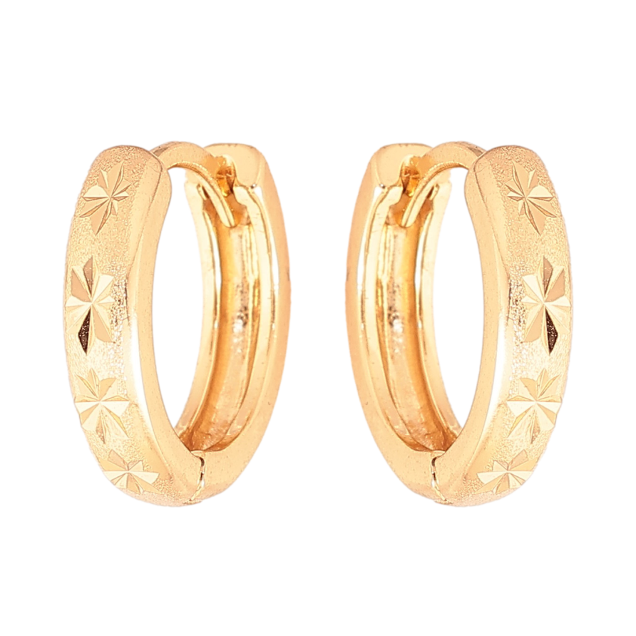 Сережки Xuping колір Позолота 18К колечка "Візерунок насічками" фото №1