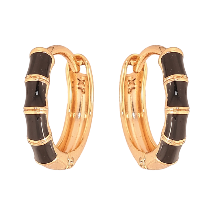 Сережки Xuping колір Позолота 18К кільця "Візерунок з чорною емаллю" фото №18