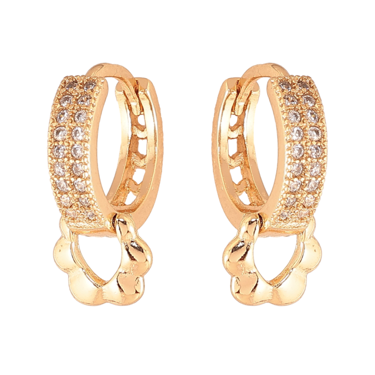 Сережки Xuping колір Позолота 18К колечка "Візерунок з кристалами і квіточками" фото №22