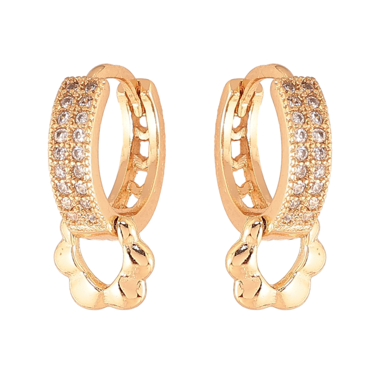 Серьги Xuping цвет Позолота 18К колечки "Узор с кристаллами и цветочками" фото №1