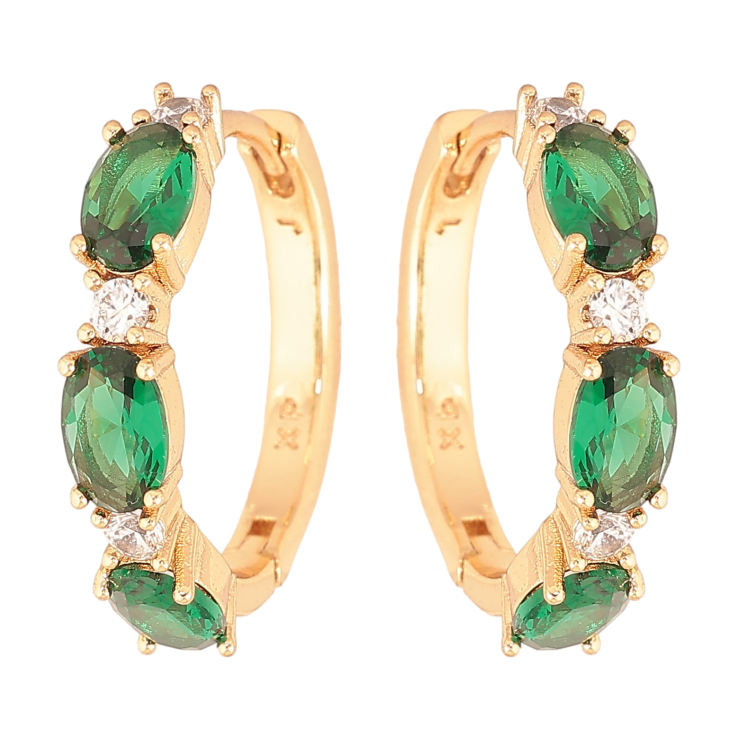 Сережки Xuping колір Позолота 18K колечка "Візерунок з зеленими кристалами" фото №15 Сережки Xuping колір Позолота 18K колечка "Візерунок з зеленими кристалами" фото №15