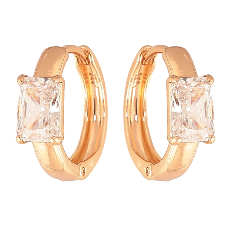 Сережки Xuping колір Позолота 18K колечка "Візерунок з кристалами" фото №1