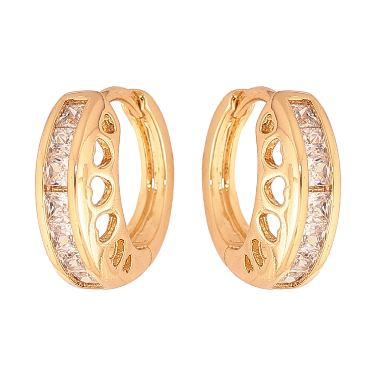 Сережки Xuping колір Позолота 18К колечка "Візерунок з кристалами" фото №13