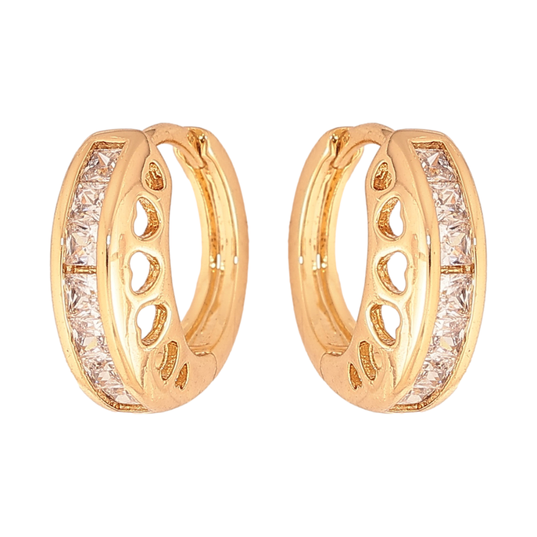 Сережки Xuping колір Позолота 18К колечка "Візерунок з кристалами" фото №4