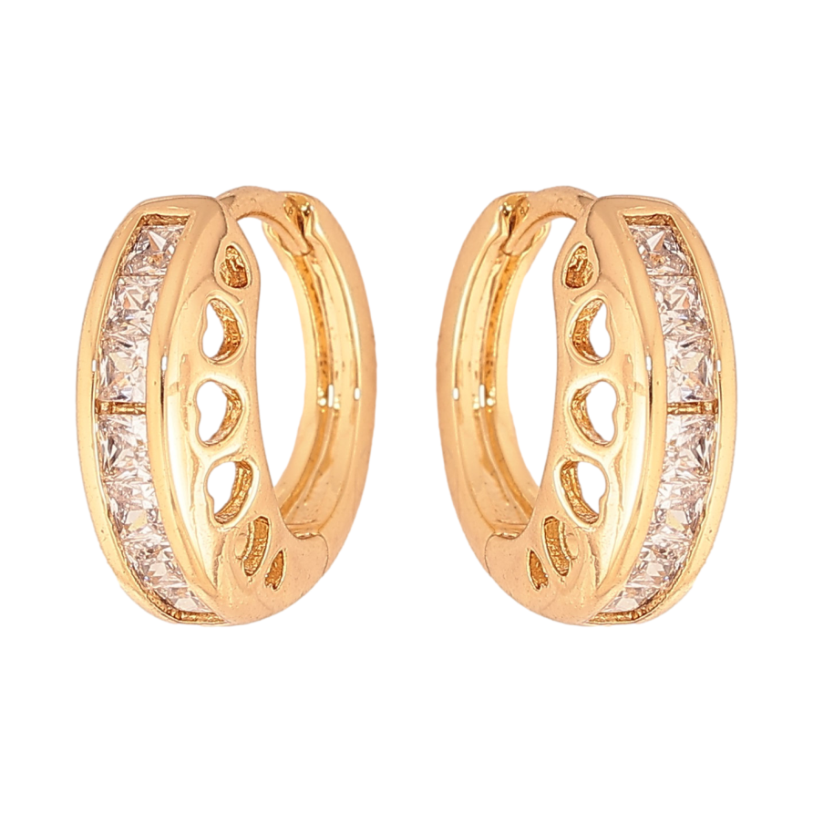 Сережки Xuping колір Позолота 18К колечка "Візерунок з кристалами" фото №1