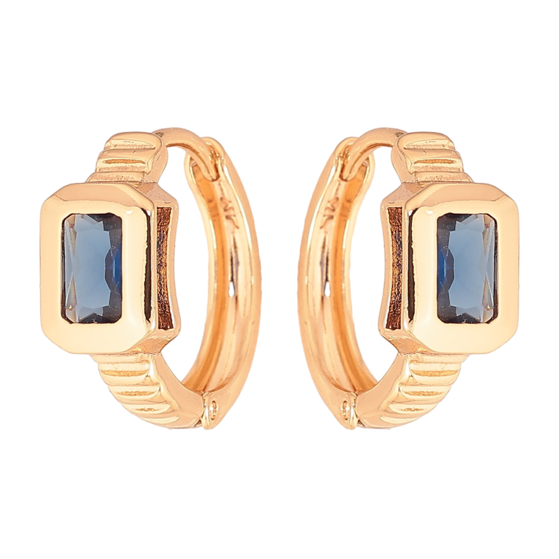 Серьги Xuping цвет Позолота 18К колечки "Вставка синий кристалл" фото №1 Серьги Xuping цвет Позолота 18К колечки "Вставка синий кристалл" фото №1