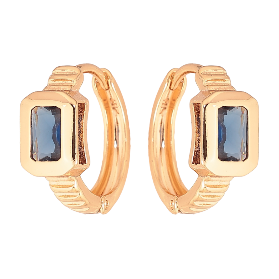 Серьги Xuping цвет Позолота 18К колечки "Вставка синий кристалл" фото №1 Серьги Xuping цвет Позолота 18К колечки "Вставка синий кристалл" фото №1