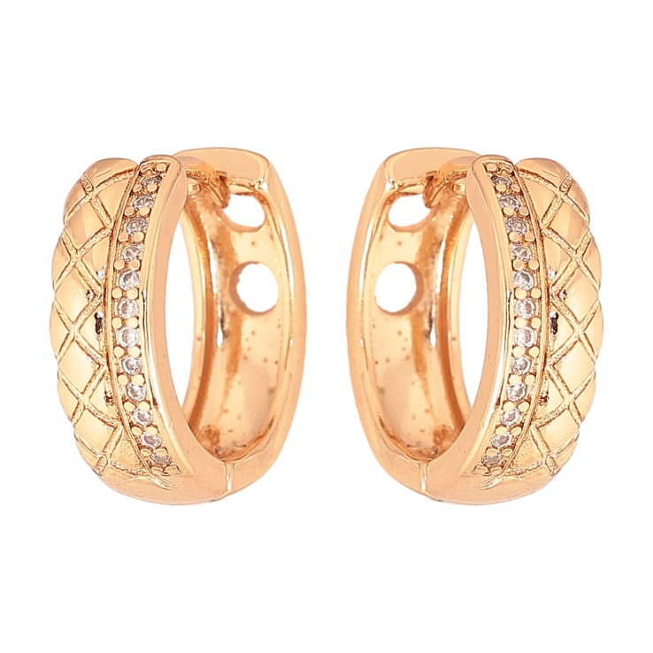 Серьги Xuping цвет Позолота 18К колечки "Узор с кристаллами" фото №14