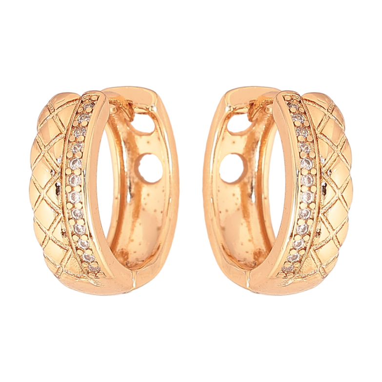 Серьги Xuping цвет Позолота 18К колечки "Узор с кристаллами" фото №1