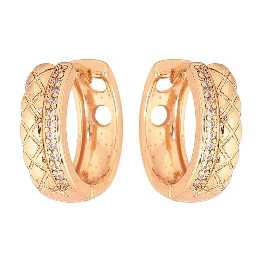 Сережки Xuping колір Позолота 18К колечка "Візерунок з кристалами" фото №1