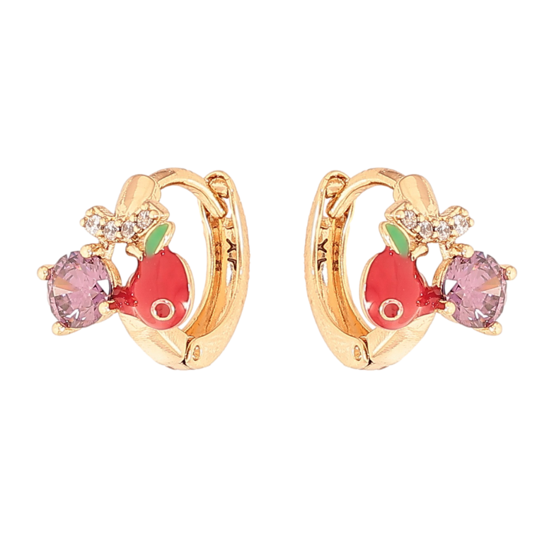 Сережки Xuping колір Позолота 18К колечка "Яблучко з кристалами" фото №1 Сережки Xuping колір Позолота 18К колечка "Яблучко з кристалами" фото №1