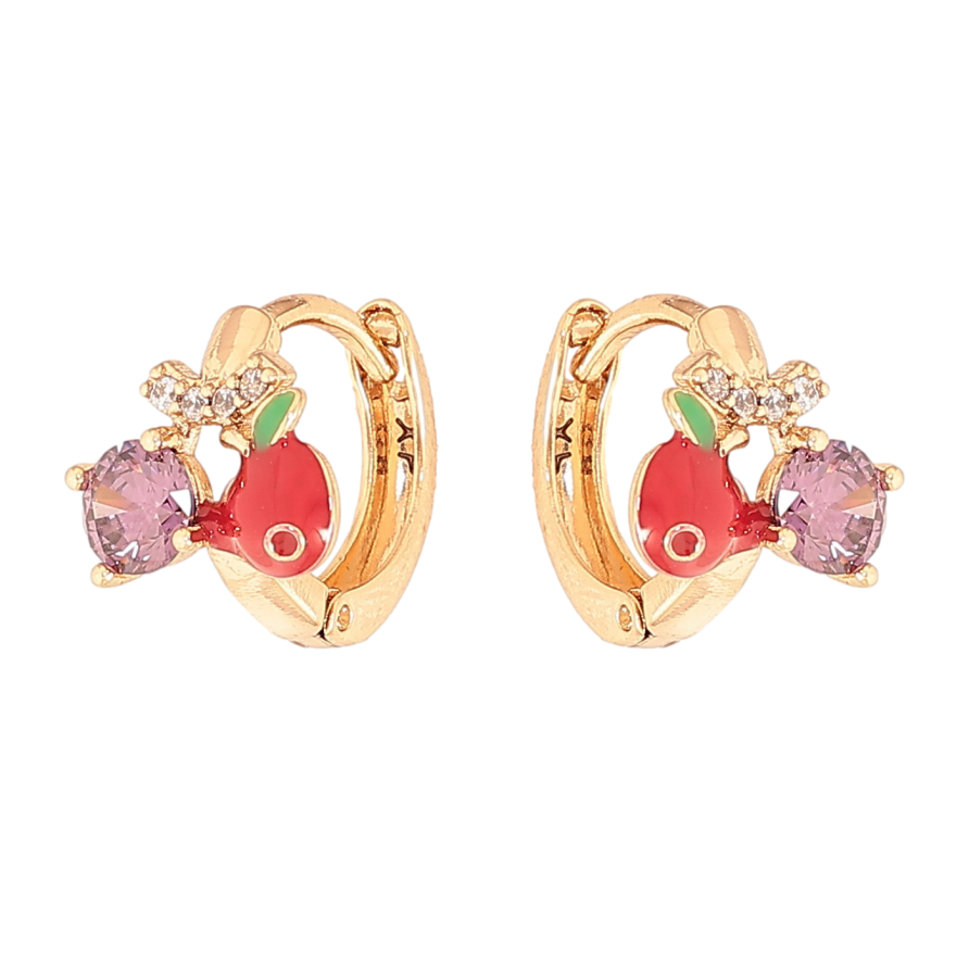 Сережки Xuping колір Позолота 18К колечка "Яблучко з кристалами" фото №1 Сережки Xuping колір Позолота 18К колечка "Яблучко з кристалами" фото №1