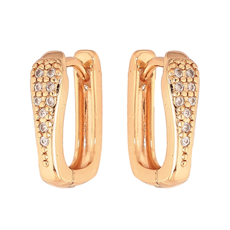 Сережки Xuping колір Позолота 18К колечка "Візерунок з кристалами" фото №2