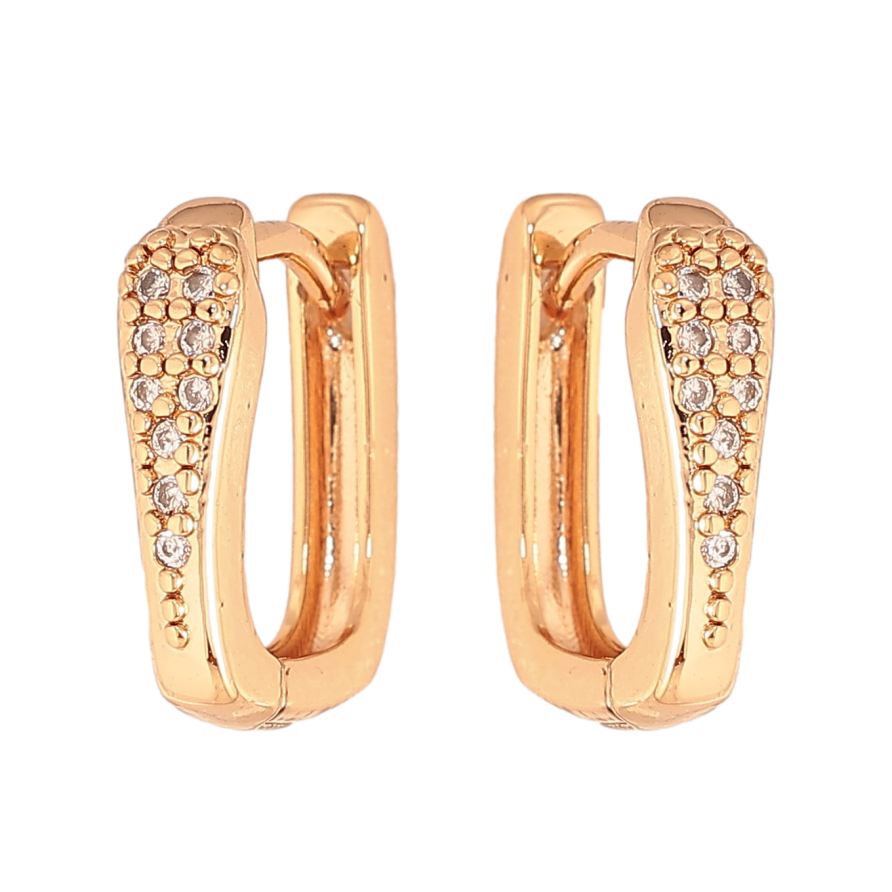 Сережки Xuping колір Позолота 18К колечка "Візерунок з кристалами" фото №1