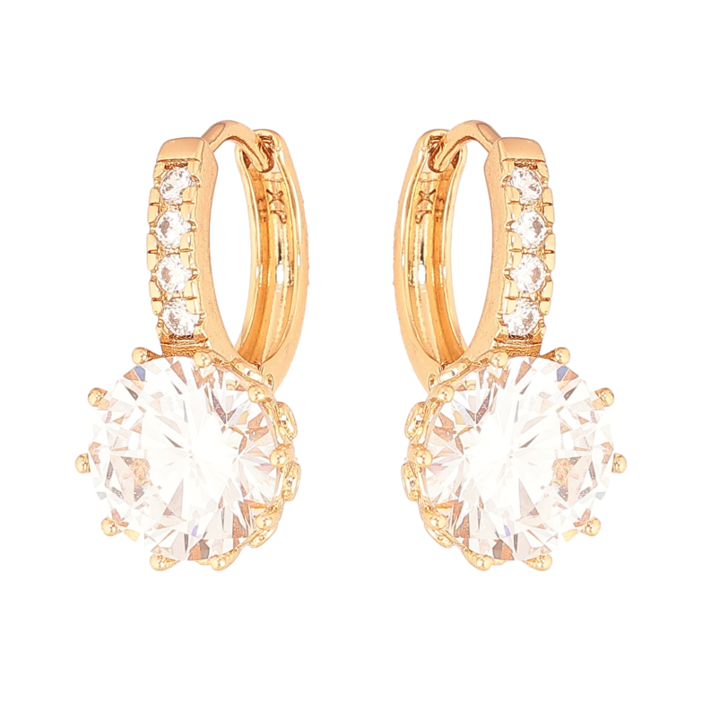 Серьги Xuping цвет Позолота 18К колечки "Кристальный блеск" фото №1