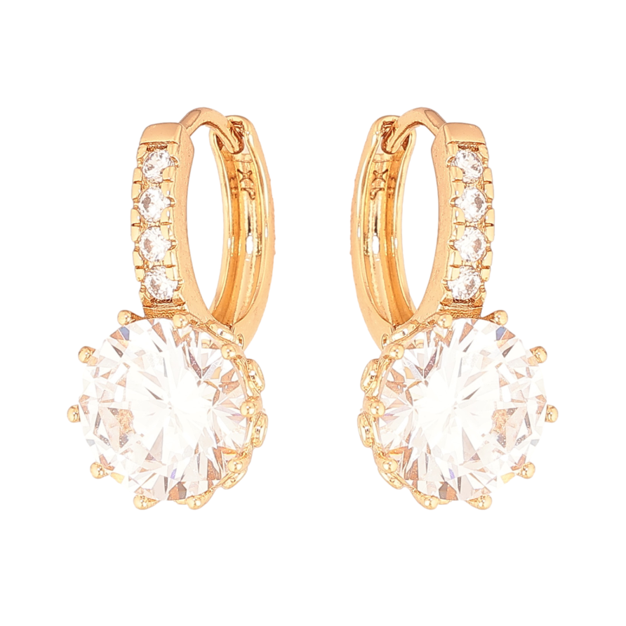 Серьги Xuping цвет Позолота 18К колечки "Кристальный блеск" фото №1