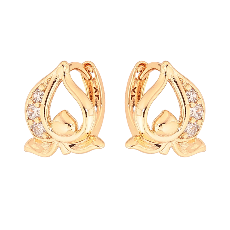 Серьги Xuping цвет Позолота 18К колечки "Бутоны с кристаллами" фото №1