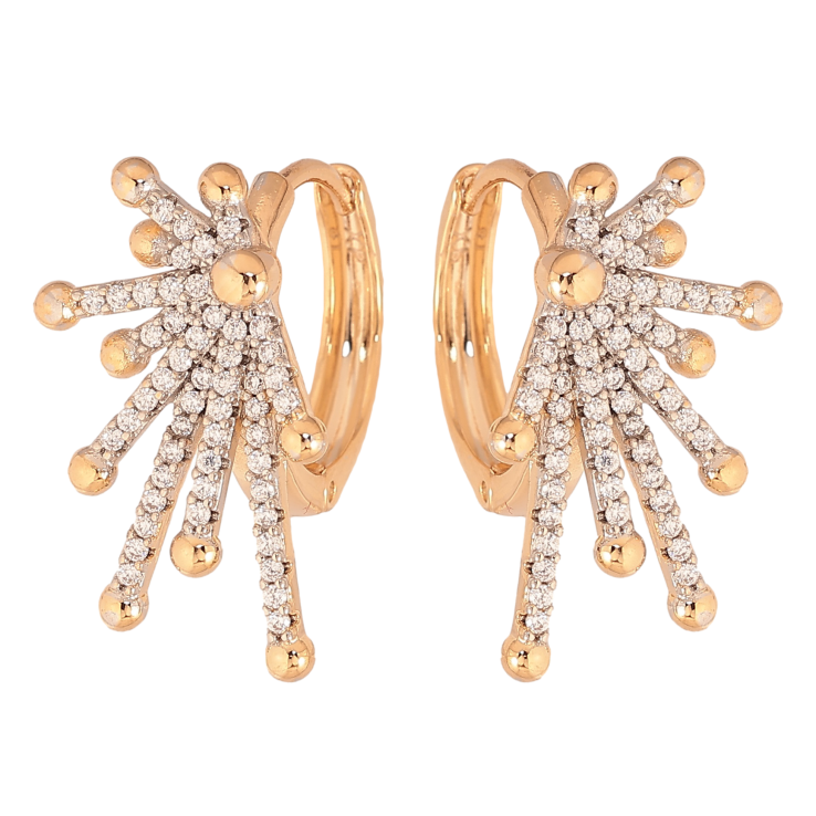 Серьги Xuping цвет Позолота 18К+Родий колечки "Инкрустация кристаллами" фото №2