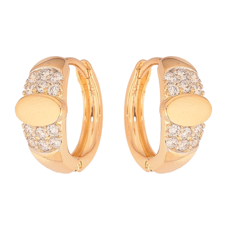 Серьги Xuping цвет Позолота 18К+Родий колечки "Узор с кристаллами" фото №6