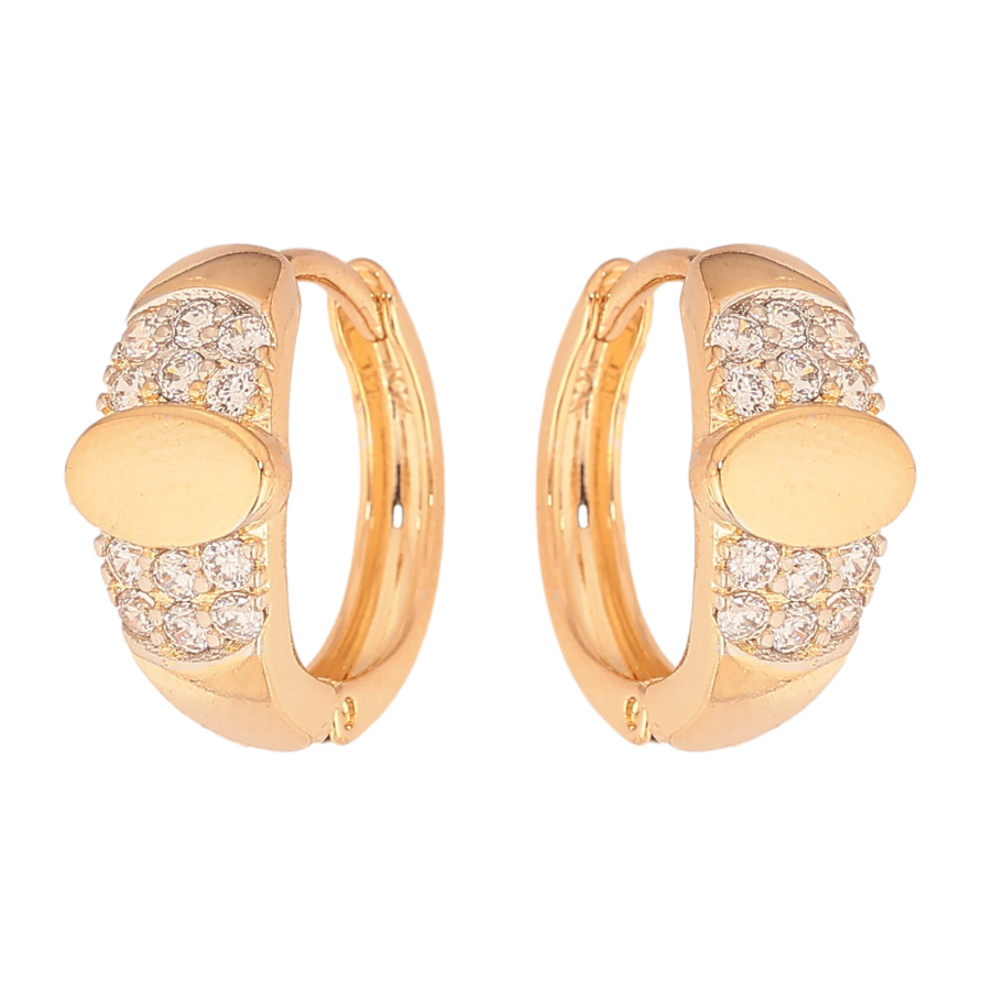 Сережки Xuping колір Позолота 18К+Родій колечка "Візерунок з кристалами" фото №1