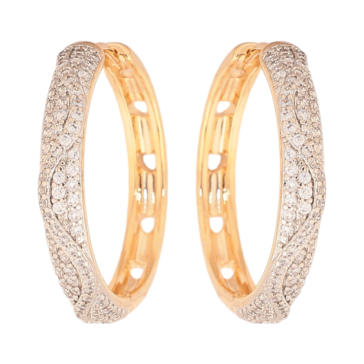 Серьги Xuping цвет Позолота 18К+Родий колечки "Инкрустация кристаллами" фото №4