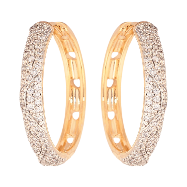 Серьги Xuping цвет Позолота 18К+Родий колечки "Инкрустация кристаллами" фото №1