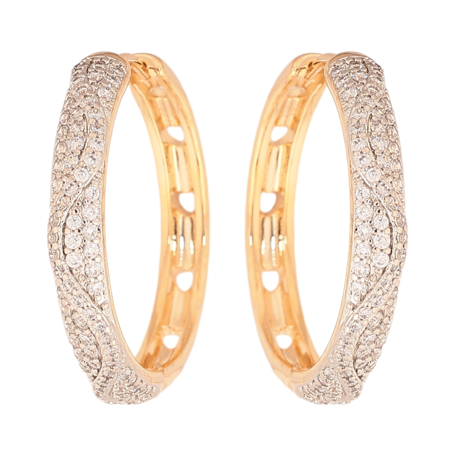 Серьги Xuping цвет Позолота 18К+Родий колечки "Инкрустация кристаллами" фото №1