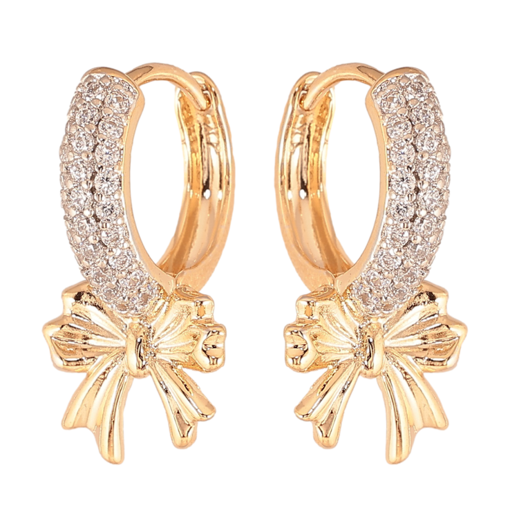 Серьги Xuping цвет Позолота 18К+Родий колечки "Банты" фото №8