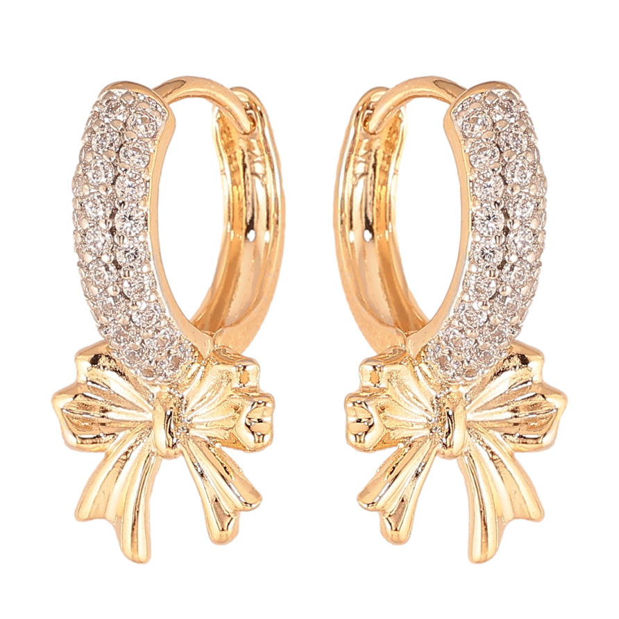 Серьги Xuping цвет Позолота 18К+Родий колечки "Банты" фото №1