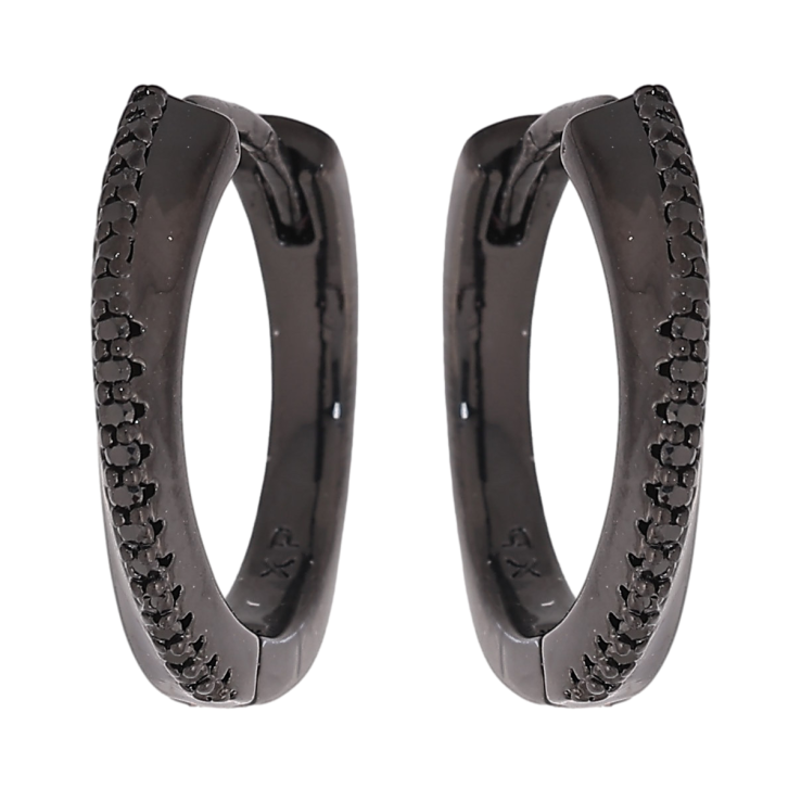 Серьги Xuping цвет Позолота Black (черное золото) колечки "Узор с черными кристаллами" фото №4 Серьги Xuping цвет Позолота Black (черное золото) колечки "Узор с черными кристаллами" фото №4