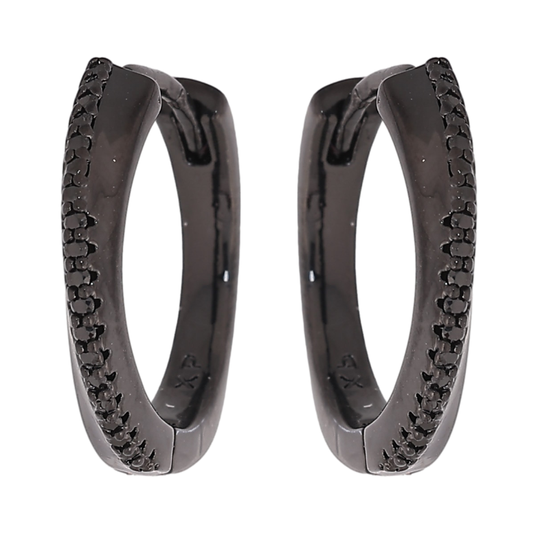 Сережки Xuping колір Позолота Black (чорне золото) колечка "Візерунок з чорними кристалами" фото №1 Сережки Xuping колір Позолота Black (чорне золото) колечка "Візерунок з чорними кристалами" фото №1