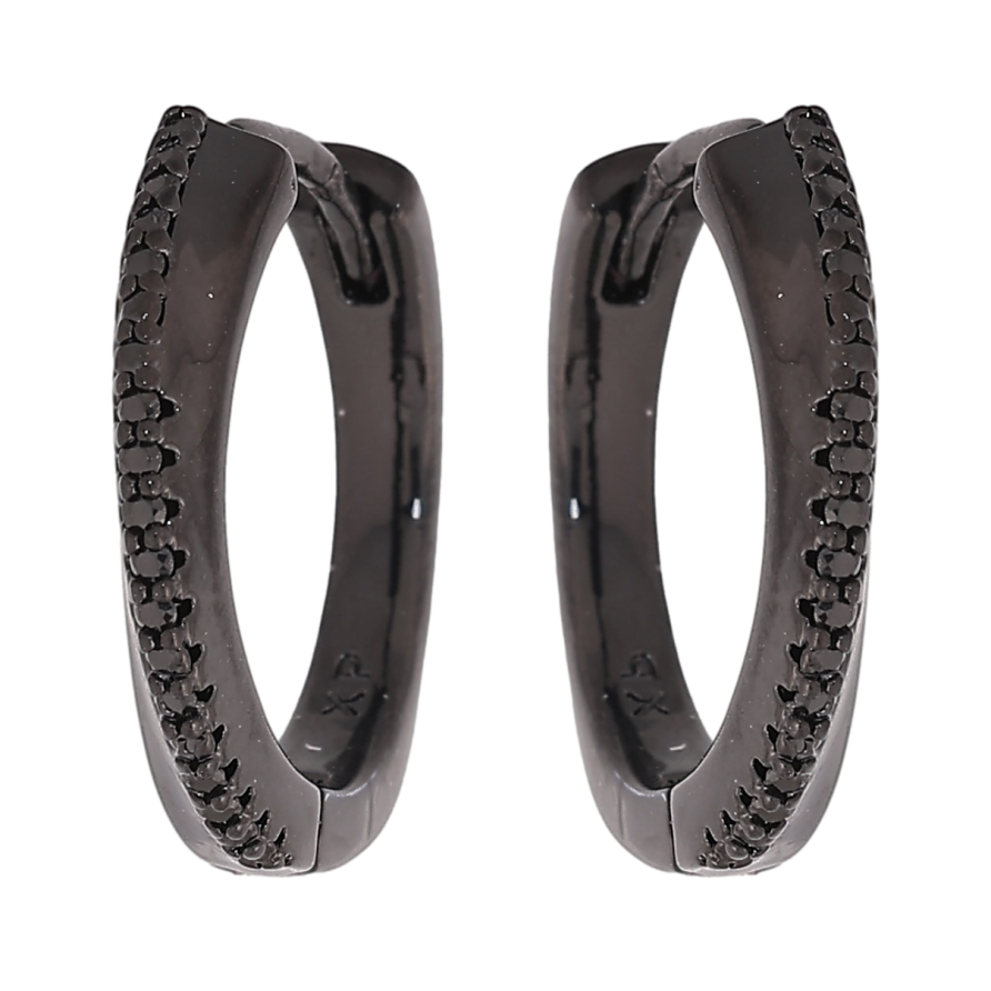 Серьги Xuping цвет Позолота Black (черное золото) колечки "Узор с черными кристаллами" фото №1 Серьги Xuping цвет Позолота Black (черное золото) колечки "Узор с черными кристаллами" фото №1