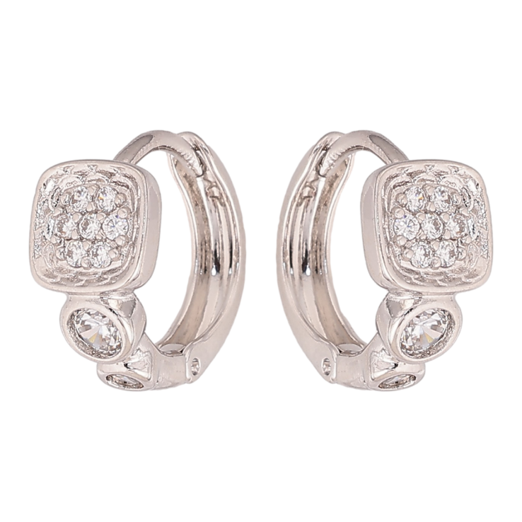 Серьги Xuping цвет Родий колечки "Узор с кристаллами" фото №22