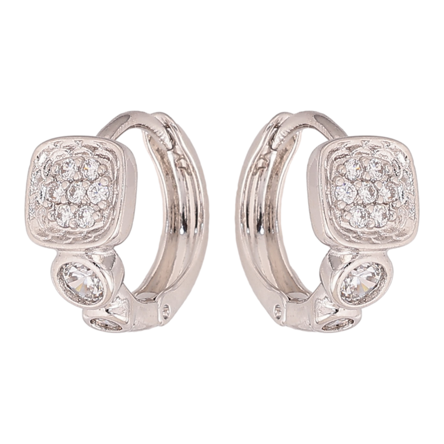 Серьги Xuping цвет Родий колечки "Узор с кристаллами" фото №1