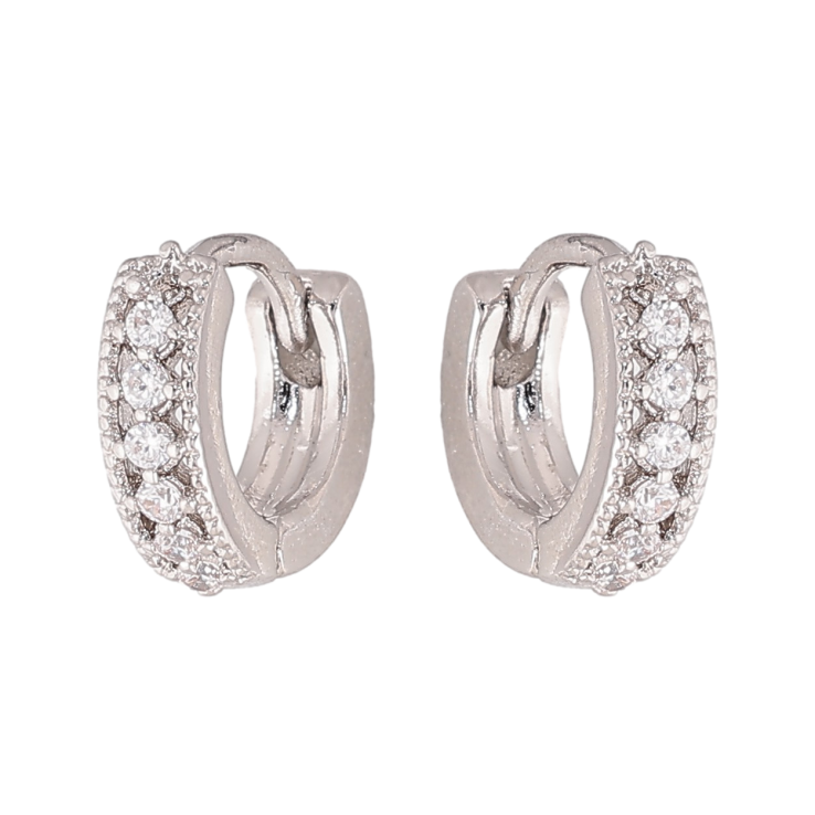 Сережки Xuping колір Родій колечка "Доріжки кристалів" фото №24