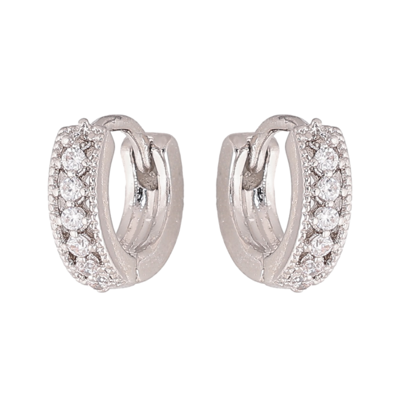 Серьги Xuping цвет Родий колечки "Дорожки кристаллов" фото №1