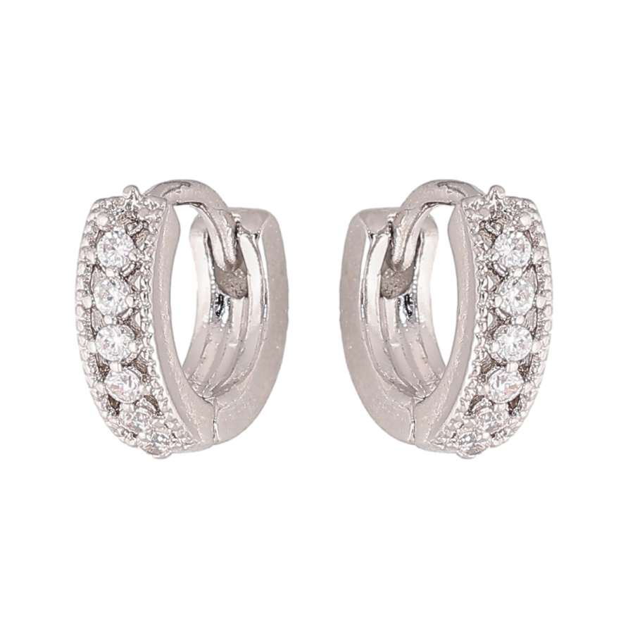 Серьги Xuping цвет Родий колечки "Дорожки кристаллов" фото №1