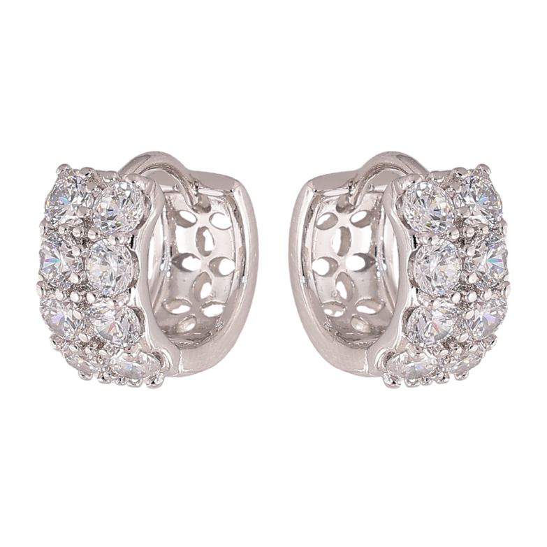 Серьги Xuping цвет Родий колечки "Инкрустация кристаллами" фото №1