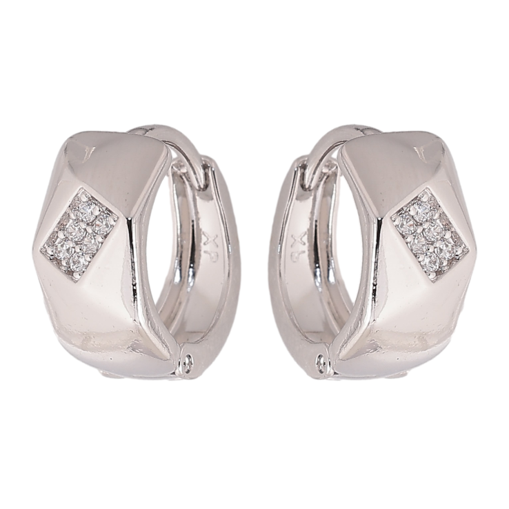 Серьги Xuping цвет Родий колечки "Узор с кристаллами" фото №20