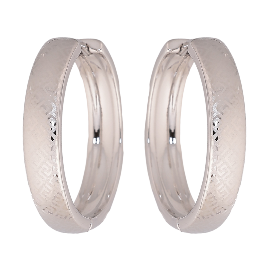 Серьги Xuping цвет Родий колечки "Классика с напылением, шир. 5мм" ø 25мм фото №1