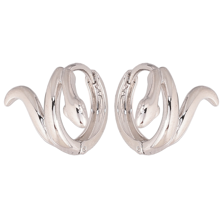 Серьги Xuping цвет Родий колечки "Змеи" фото №10