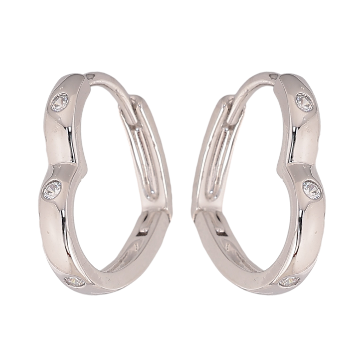 Серьги Xuping цвет Родий колечки "Сердечки" фото №4