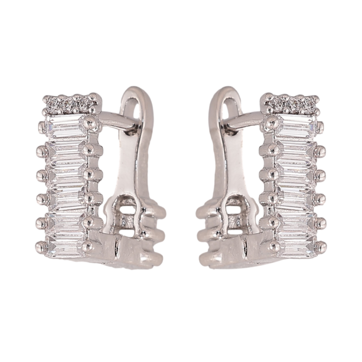 Сережки Xuping колір Родій англійський замок "Доріжки кристалів" фото №2